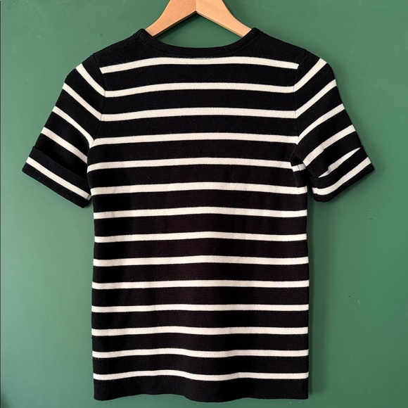 Madewell Black & Cream Striped Womnens XS Short Sleeve Sweater Classic Preppy - Picture 7 of 7